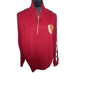 No Boundaries Womens Burgundy Red LOVE Logo Tape Quarter Zip Sweatshirt XXL